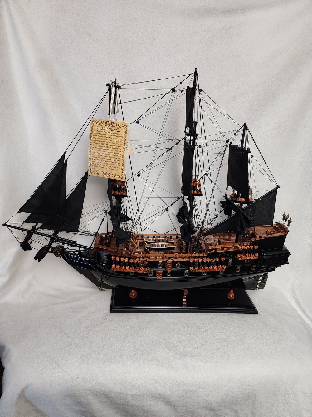 Black Pearl Pirate Ship Wood Tone Detail Decorative Collector Model 33"x28"